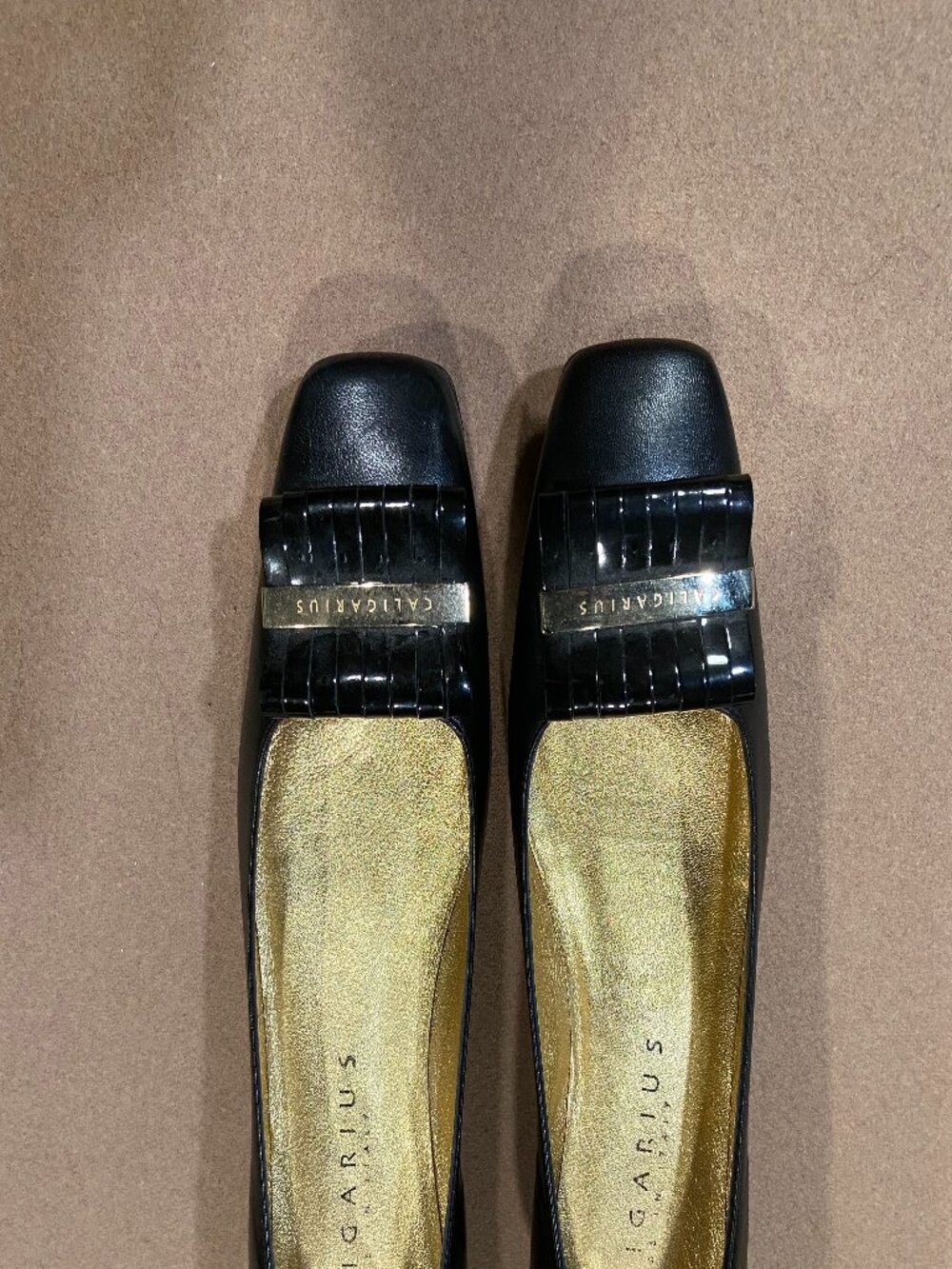 Caligarius Black Leather Kitten Heel Size